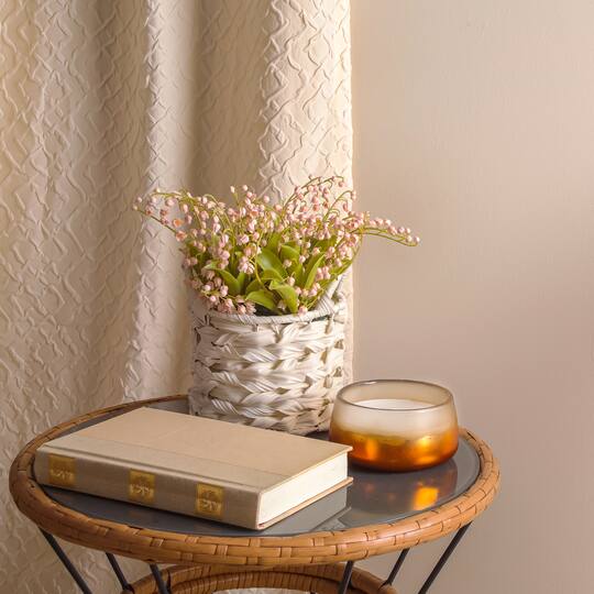 11" Lily-Of-The-Valley Flowers In White Basket